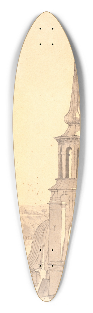 Christen Kbke - One of the Small Towers on Frederiksborg Castle 39.3 inch art pintail longboard deck
