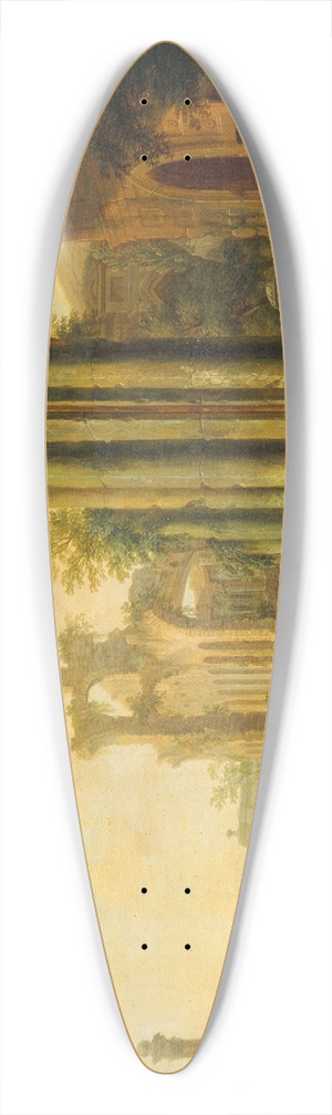 Christian Georg Schtz the elder - Landscape with Ancient Ruins and a Column 39.3 inch art pintail longboard deck Christian Georg Schtz the elder - Landscape with Ancient Ruins and a Column 39.3 inch art pintail longboard deck