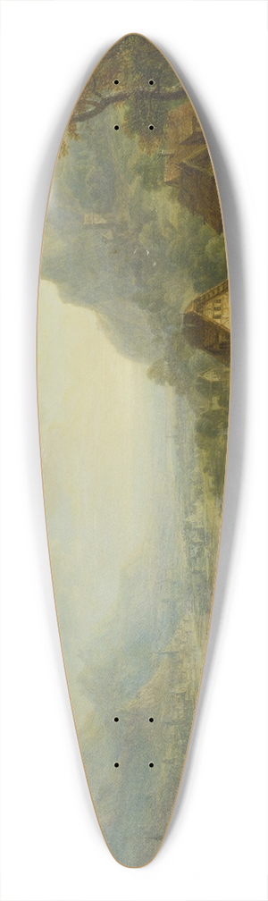 Christian Georg Schtz the elder - Landscape with River. 39.3 inch art pintail longboard deck Christian Georg Schtz the elder - Landscape with River. 39.3 inch art pintail longboard deck