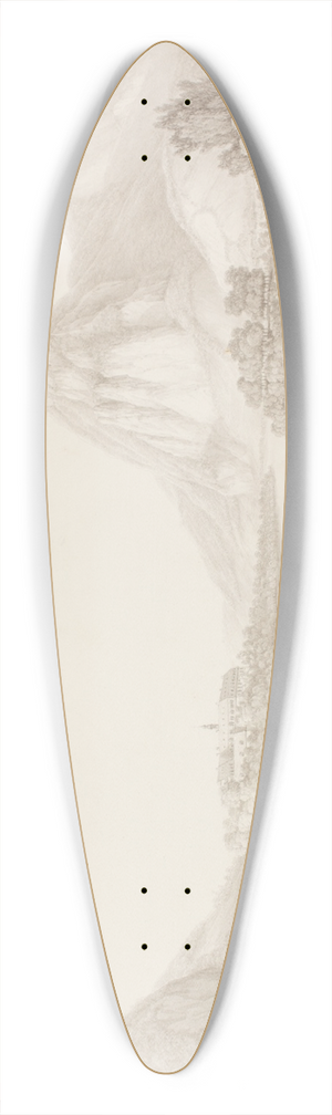 Christian Georg Schtz the Younger - Blick in das Rheintal mit Kloster Nonnenwerth, dem Drachenfels und Rolandseck 39.3 inch art pintail longboard deck