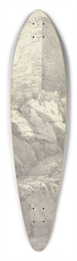 Christian Georg Schtz the Younger - Zwei Burgtrme auf einem Felsen, im Vordergrund ein Steinhuschen 39.3 inch art pintail longboard deck