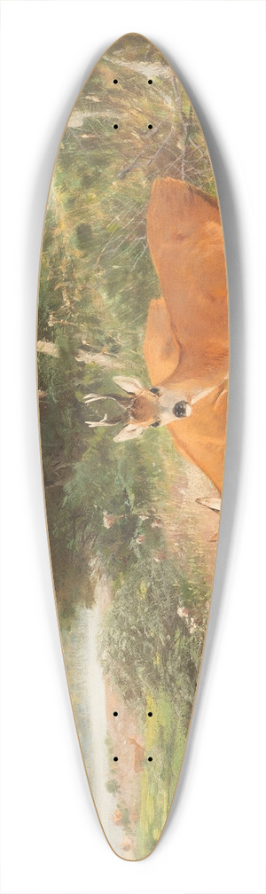 Christian Krner - Red deer on a forest clearing 39.3 inch art pintail longboard deck