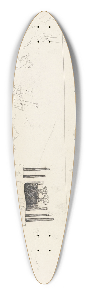 Christian Krohg - Man at table and landscape with figures 39.3 inch art pintail longboard deck