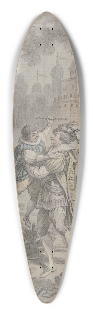 Christian Sambach - Begrungsszene von zwei Mnnern bei einer Burg 39.3 inch art pintail longboard deck