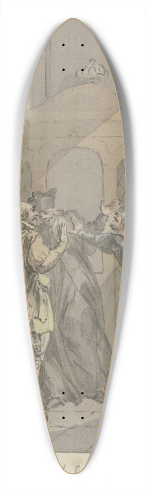 Christian Sambach - Drei diskutierende Mnner mit Degen und ein Geistlicher vor einem Beichtstuhl 39.3 inch art pintail longboard deck