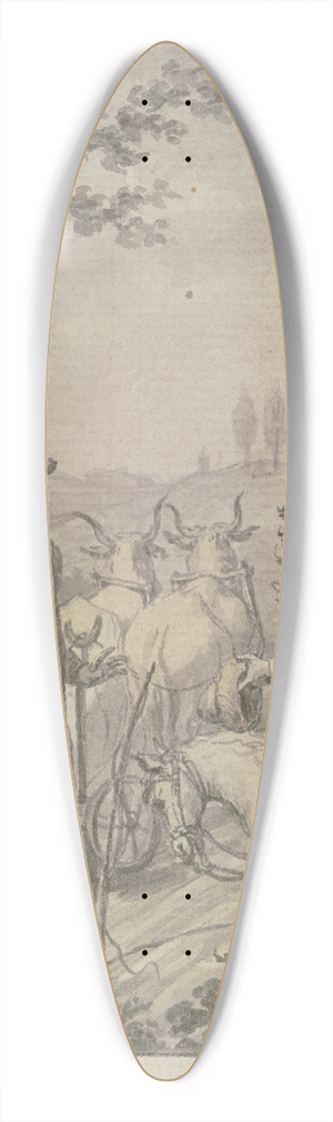 Christian Sambach - Einem pflgenden Mann mit einem Ochsengespann nhert sich eine Gruppe von barhuptigen Mnnern, bei ihnen kniet ein Pferd 39.3 inch art pintail longboard deck