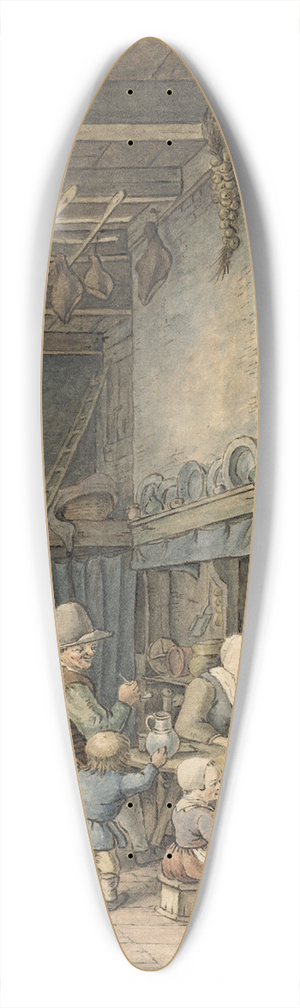 Christina Chalon - Interieur met boerenfamilie rond tafel 39.3 inch art pintail longboard deck