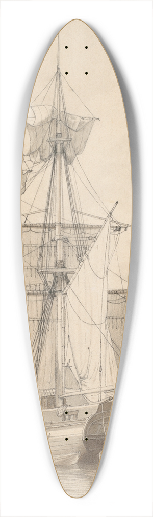 Christoffer Wilhelm Eckersberg - Sailing Vessels at Wilders Plads, Copenhagen 39.3 inch art pintail longboard deck
