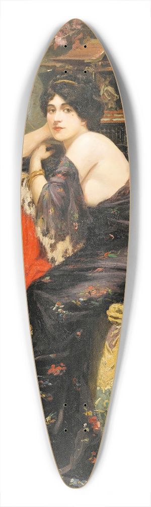 Circle of Agapit Stevens - Elegant Lady In An Interior 39.3 inch art pintail longboard deck