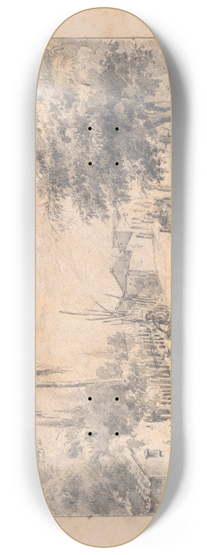 Camille Pissarro - En landsbygade, Venezuela Caracas 1853 8.25 inch art skate deck