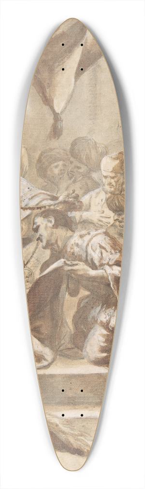 Circle of Luca Giordano - The Painter Rewarded 39.3 inch art pintail longboard deck