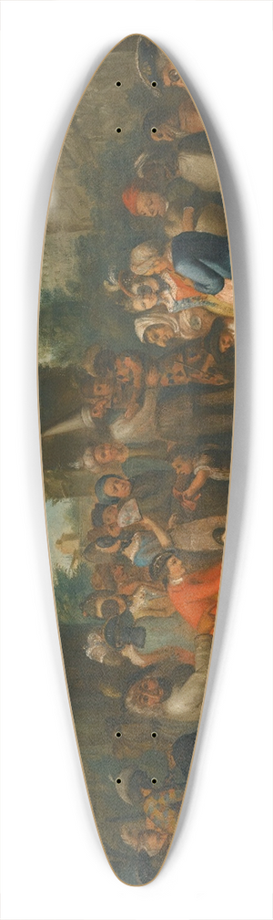 Circle of Marco Marcola - A Street Scene With Commedia Dellarte Performers Gathered Around AMonkey, An Urn Beyond 39.3 inch art pintail longboard deck