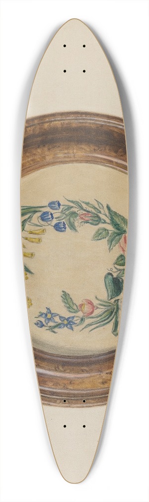 Clarence Secor - Framed Flower Painting 39.3 inch art pintail longboard deck