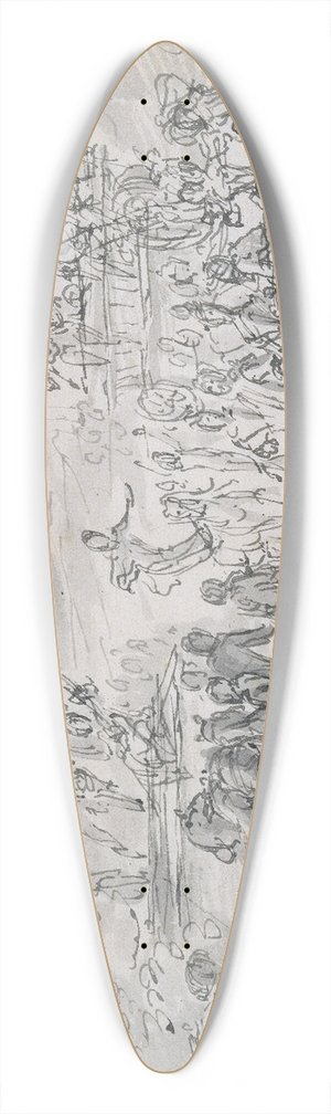 Claude Gillot - Scene at the fair 39.3 inch art pintail longboard deck