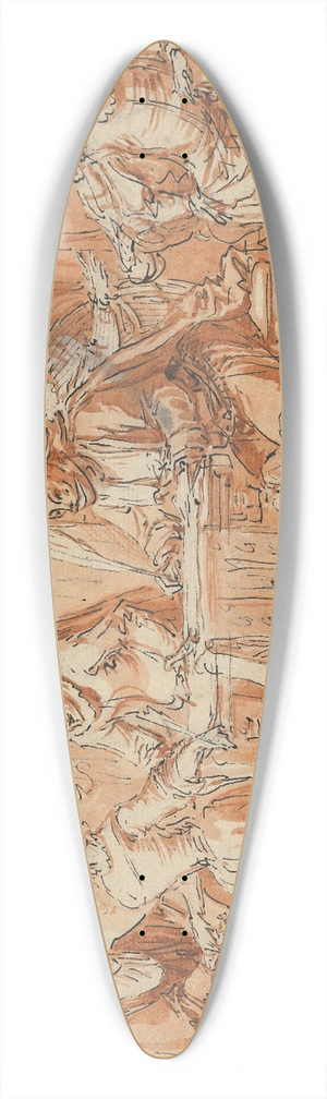 Claude Gillot - Scene from the Italian Comedy 39.3 inch art pintail longboard deck