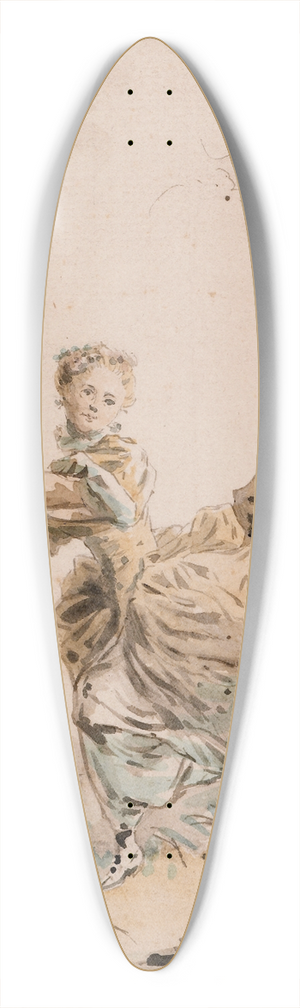 Claude Hoin - Lady Running in a Field 39.3 inch art pintail longboard deck