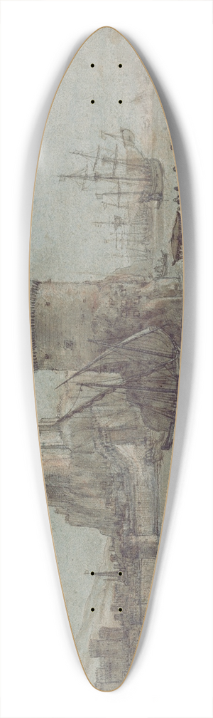 Claude Lorrain - Figures in a Landscape before a Harbor 39.3 inch art pintail longboard deck