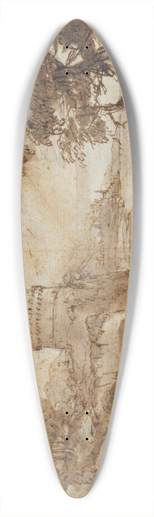 Claude Lorrain - Landscape with a Round Tower and Bay 39.3 inch art pintail longboard deck Claude Lorrain - Landscape with a Round Tower and Bay 39.3 inch art pintail longboard deck