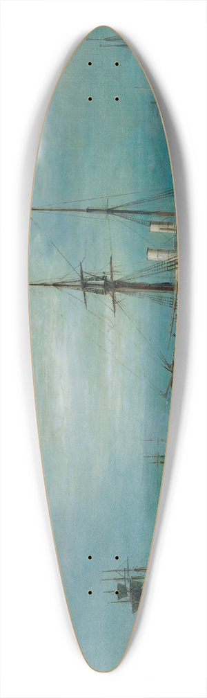 Constantinos Volanakis - Moonlit Harbour Of Volos 39.3 inch art pintail longboard deck Constantinos Volanakis - Moonlit Harbour Of Volos 39.3 inch art pintail longboard deck
