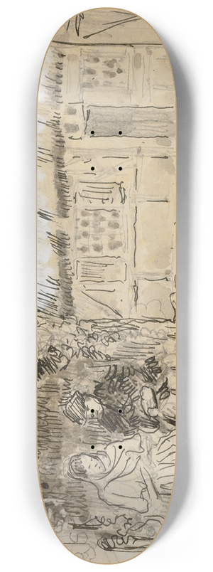 Camille Pissarro - Sous La Tonnelle (Study For Daphnis And Chlo) 8.25 inch art skate deck Camille Pissarro - Sous La Tonnelle (Study For Daphnis And Chlo) 8.25 inch art skate deck