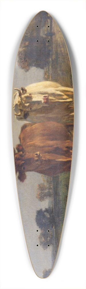 Constant Troyon - Two Cows in a Landscape 39.3 inch art pintail longboard deck