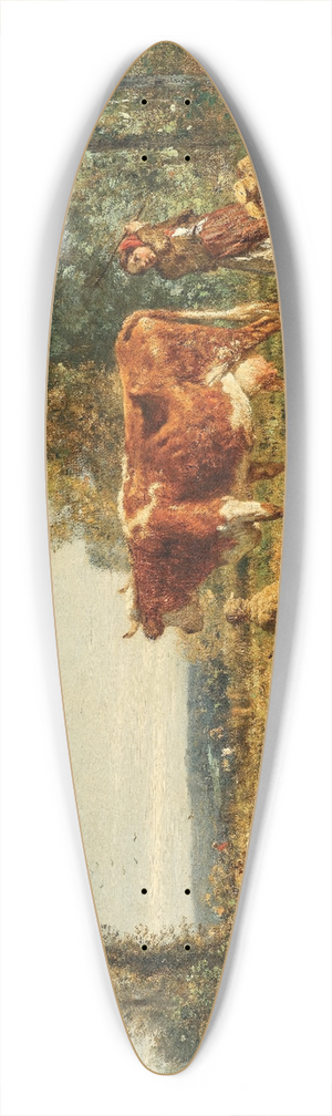 Constant Troyon - Young Shepherds with Their Cattle 39.3 inch art pintail longboard deck