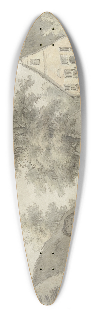 Cornelis Buys - Landschap met afgemeerde schuit met vaten 39.3 inch art pintail longboard deck