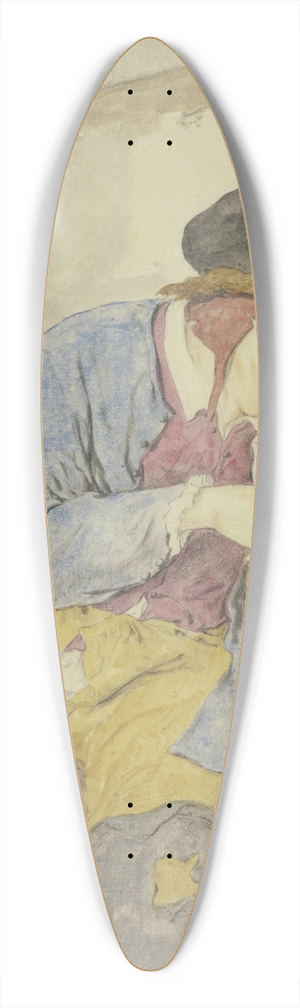 Cornelis Dusart - Zeitungsleser bei einem Fass 39.3 inch art pintail longboard deck