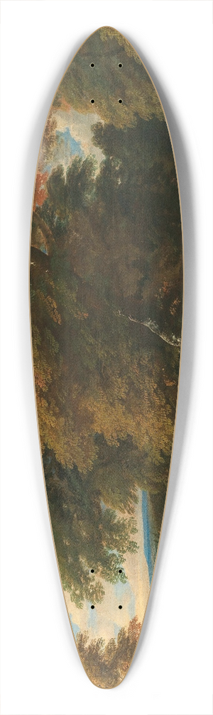 Cornelis Huysmans - A wooded landscape with peasants and their cattle 39.3 inch art pintail longboard deck