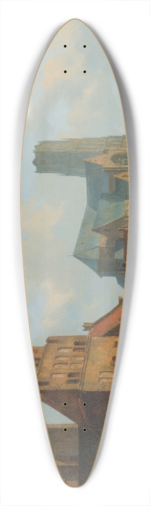 Cornelis Springer - A View Of The Delftse Vaart And St Laurens Church, Rotterdam 39.3 inch art pintail longboard deck Cornelis Springer - A View Of The Delftse Vaart And St Laurens Church, Rotterdam 39.3 inch art pintail longboard deck