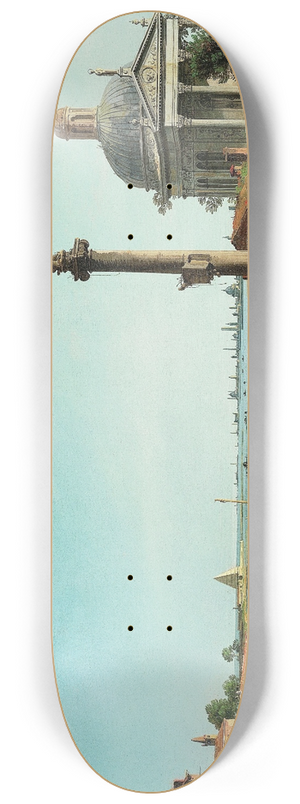 Canaletto - A Lock, a Column, and a Church beside a Lagoon 8.25 inch art skate deck