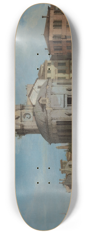 Canaletto - A Venetian Capriccio with an oval church by the Lagoon 8.25 inch art skate deck