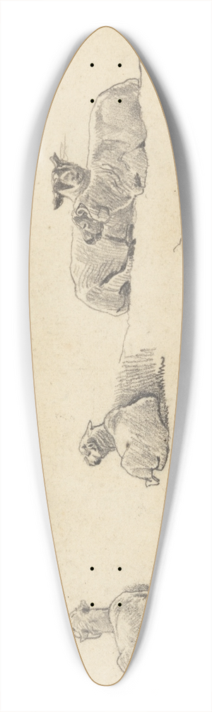 Cornelius Varley - Study of Sheep 39.3 inch art pintail longboard deck