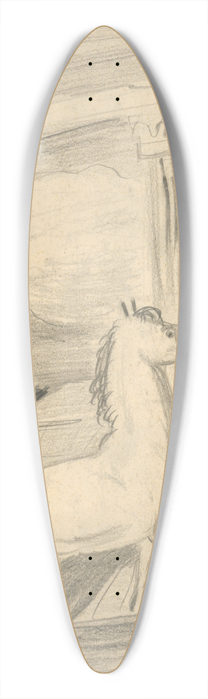 Cyprin Majernk - Sketch for the Painting Lonely Horse 39.3 inch art pintail longboard deck