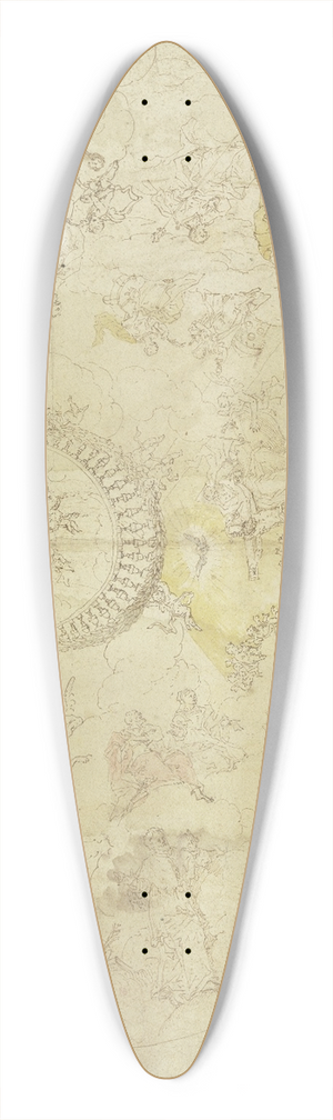 Daniel Gran - Dreieinigkeit, Maria und Heiligen auf Wolken und Szenen aus Heiligenlegenden, in zwei Eckzwickeln die Heiligen Ambrosius und Augustinus 39.3 inch art pintail longboard deck