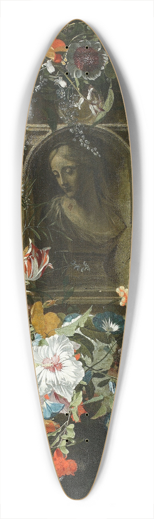 Daniel Seghers - Bust of a woman in a circle of flowers 39.3 inch art pintail longboard deck