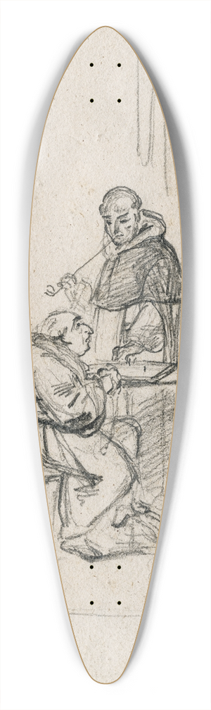 David Bles - Two monks playing chess 39.3 inch art pintail longboard deck
