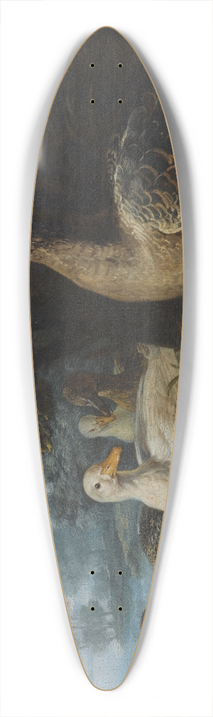 David de Coninck - A Cockerel, Hens, Doves And A Parrot In Aformal Garden Setting 39.3 inch art pintail longboard deck