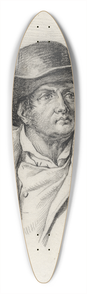 David Humbert de Superville - Borstbeeld van een onbekende man met hoed 39.3 inch art pintail longboard deck