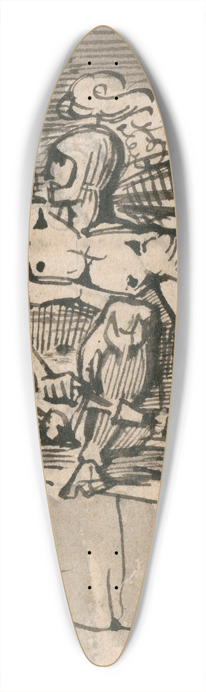 David Humbert de Superville - Gevleugelde bewapende mannenfiguur 39.3 inch art pintail longboard deck