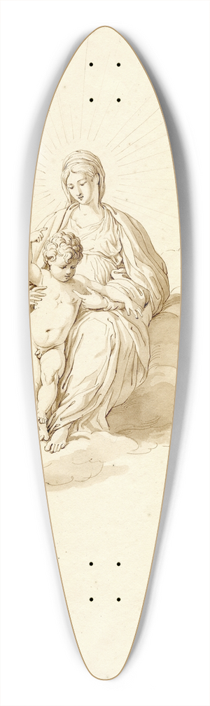 David Humbert de Superville - Mary with the Christ-child in the clouds 39.3 inch art pintail longboard deck