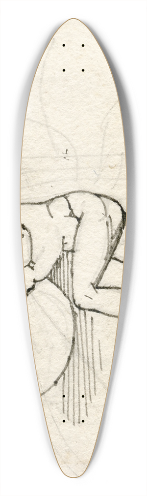 David Humbert de Superville - Naakte krijger met schild en zwaard, in gevechtspose 39.3 inch art pintail longboard deck David Humbert de Superville - Naakte krijger met schild en zwaard, in gevechtspose 39.3 inch art pintail longboard deck