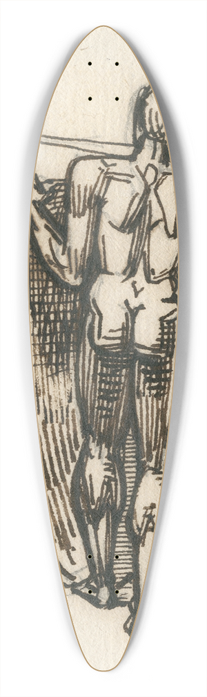 David Humbert de Superville - Staande naakte krijger met schild en zwaard: rugfiguur 39.3 inch art pintail longboard deck David Humbert de Superville - Staande naakte krijger met schild en zwaard: rugfiguur 39.3 inch art pintail longboard deck