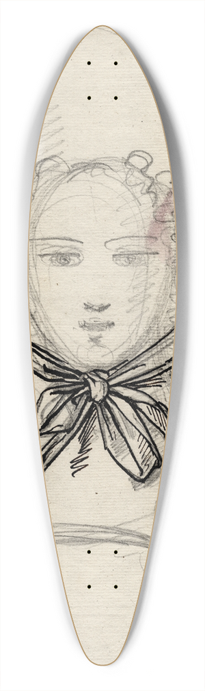 David Humbert de Superville - Strik met toegevoegd vrouwenhoofd 39.3 inch art pintail longboard deck
