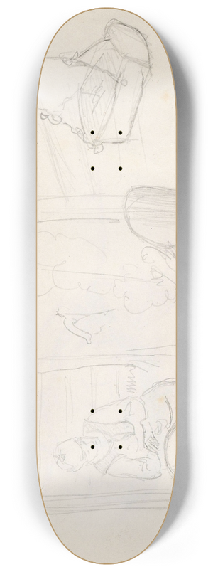 Adolph Tidemand - Interir med kvinne, kubbestol og hengende barnekurv 8.25 inch art skate deck