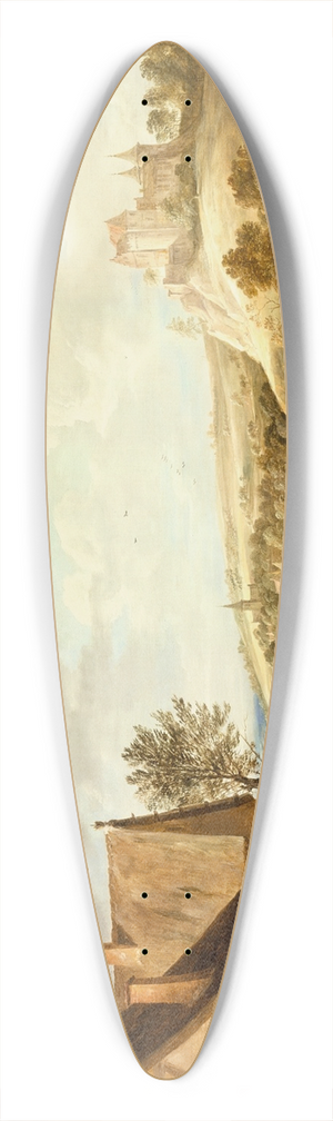 David Teniers The Younger - Landscape with Peasants Playing Bowls Outside an Inn 39.3 inch art pintail longboard deck David Teniers The Younger - Landscape with Peasants Playing Bowls Outside an Inn 39.3 inch art pintail longboard deck