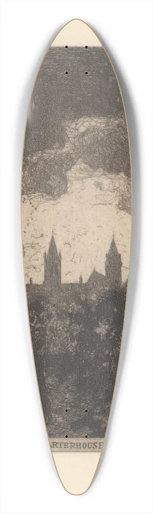 David Young Cameron - The Towers of Charterhouse, Godalming 39.3 inch art pintail longboard deck