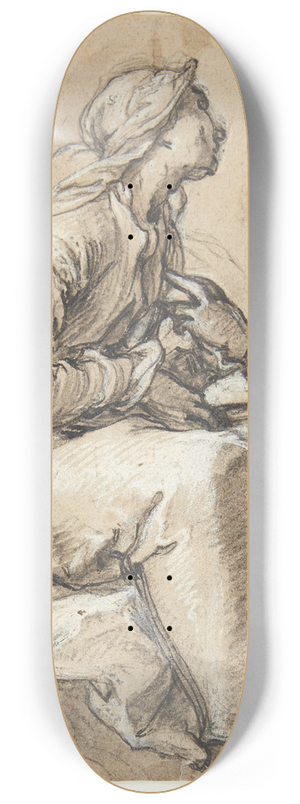 Abraham Bloemaert - A seated woman facing right 8.25 inch art skate deck Abraham Bloemaert - A seated woman facing right 8.25 inch art skate deck