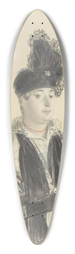 Denis Auguste Marie Raffet - Portret van een staande dame met zwarte shawl en zwarte hoed 39.3 inch art pintail longboard deck