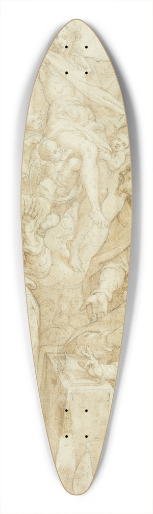 Denys Calvaert - Kristus i skyerne, bret af engle, viser sig for en biskop ved en lsepult, en biskophelgen Skt Augustin og Catarina af Alexandria 39.3 inch art pintail longboard deck